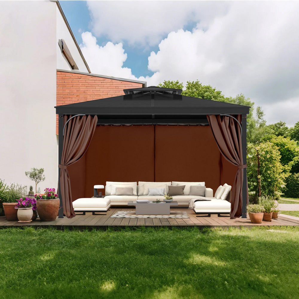 JDC-33CF - Waterproof 10' x 10' Gazebo Curtain with Double-Sided Zipper
