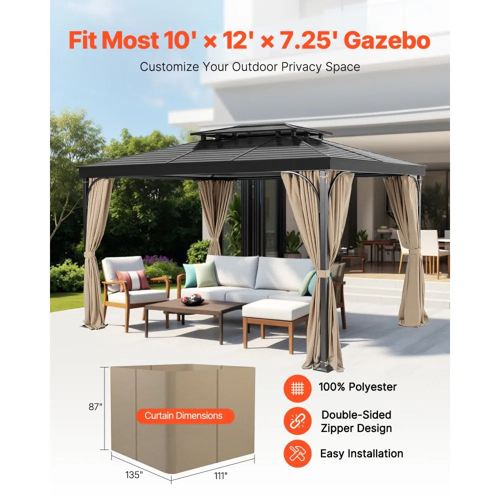 JDC-36LLBE - Waterproof 10’ x 12’ Gazebo Curtain with Double-Sided Zipper