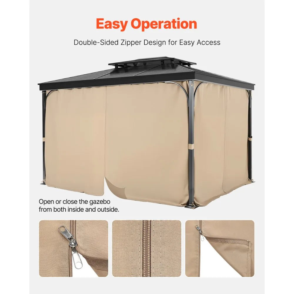 JDC-36LLBE - Waterproof 10’ x 12’ Gazebo Curtain with Double-Sided Zipper