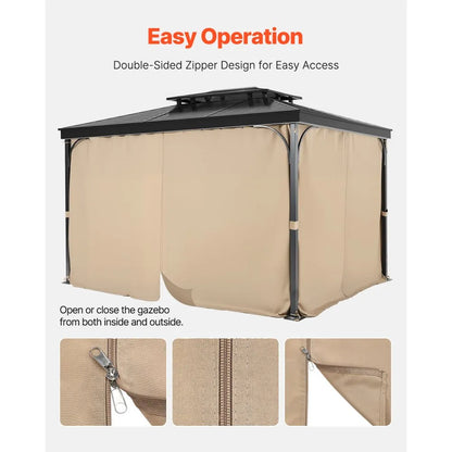 JDC-36LLBE - Waterproof 10’ x 12’ Gazebo Curtain with Double-Sided Zipper
