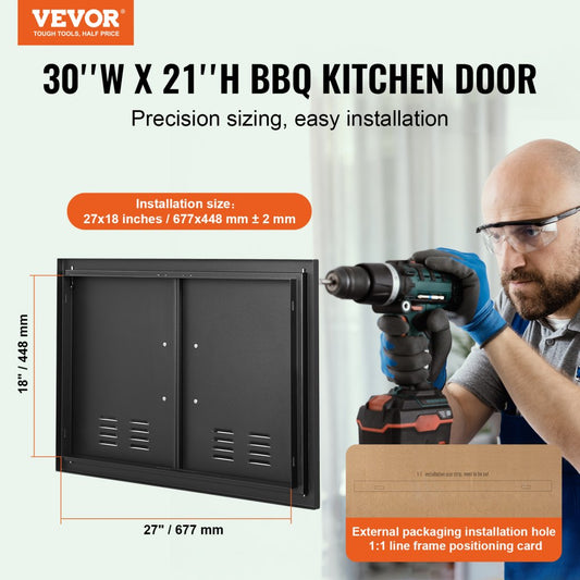 B008S - Durable 30x21 Inch Stainless Steel BBQ Access Door for Outdoor Kitchens