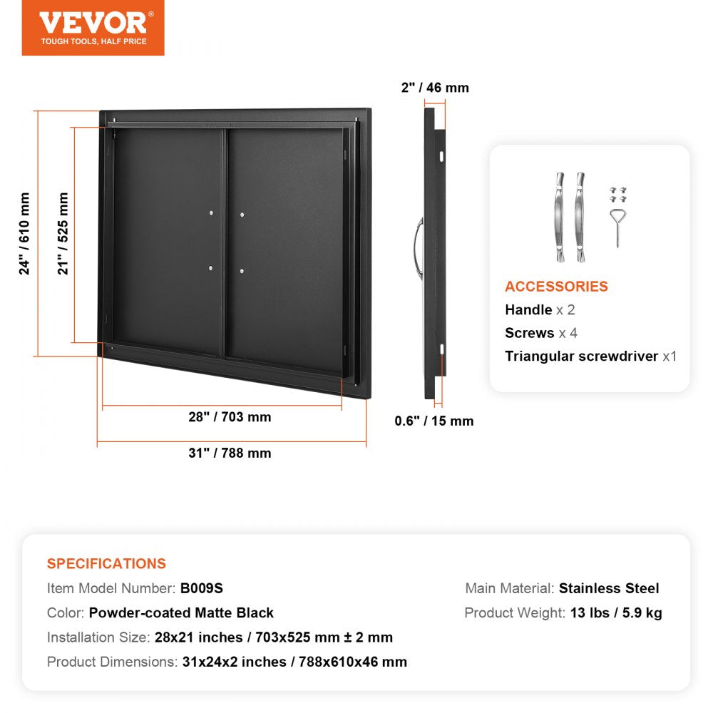 B009S - 31x24 Inch Stainless Steel BBQ Access Door for Outdoor Kitchens