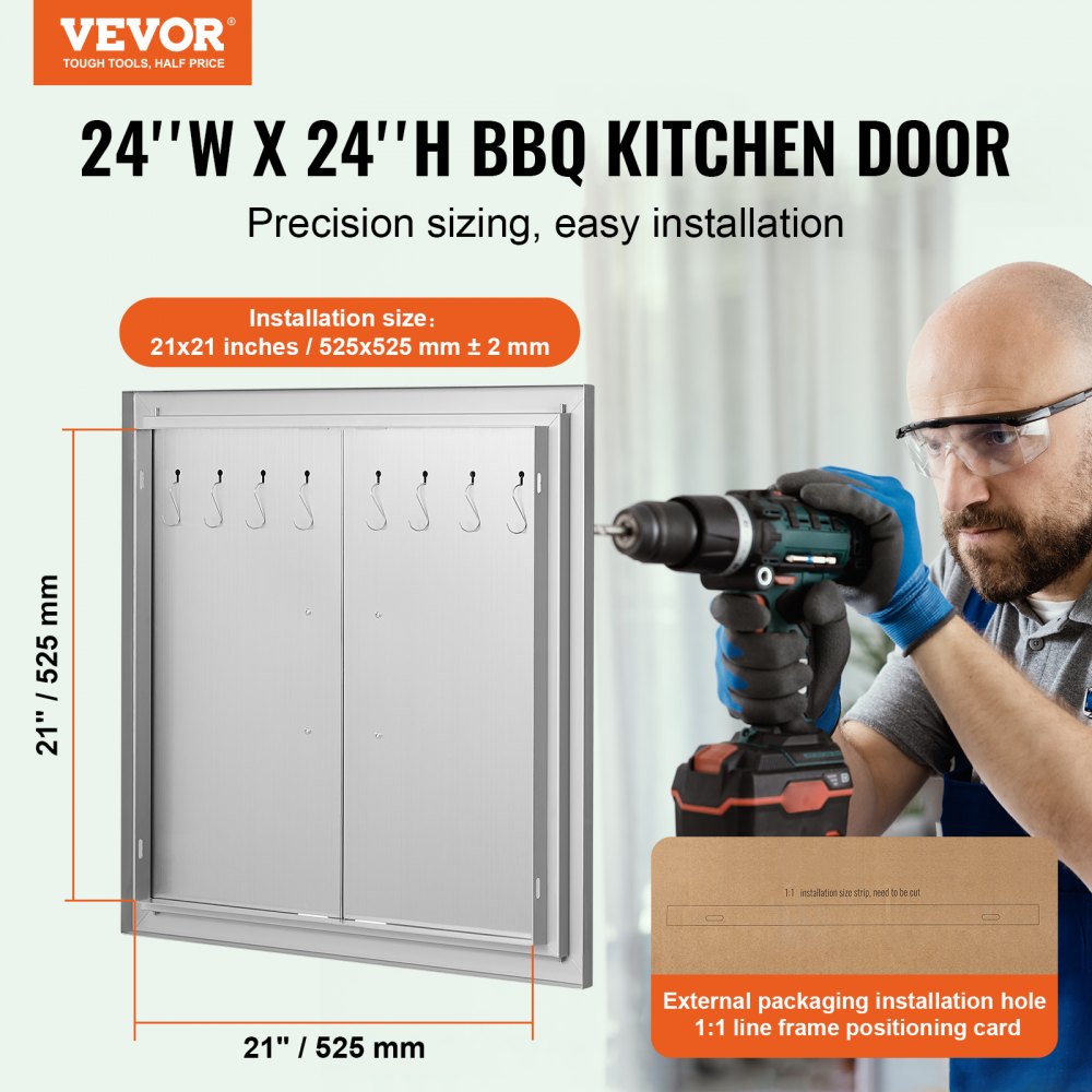 B011S - 24x24 Inch Stainless Steel BBQ Access Door with Magnetic Latches