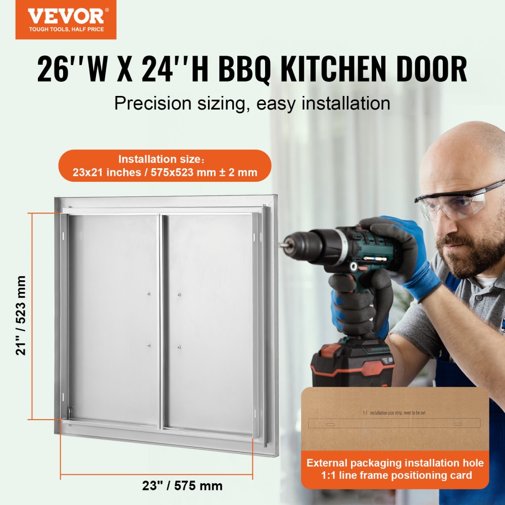 BH-013 - 26"x24" Durable Stainless Steel BBQ Access Door for Outdoor Kitchens