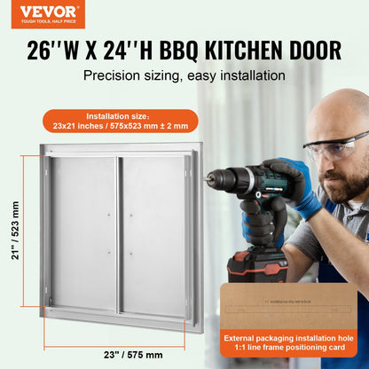 BH-013 - 26"x24" Durable Stainless Steel BBQ Access Door for Outdoor Kitchens