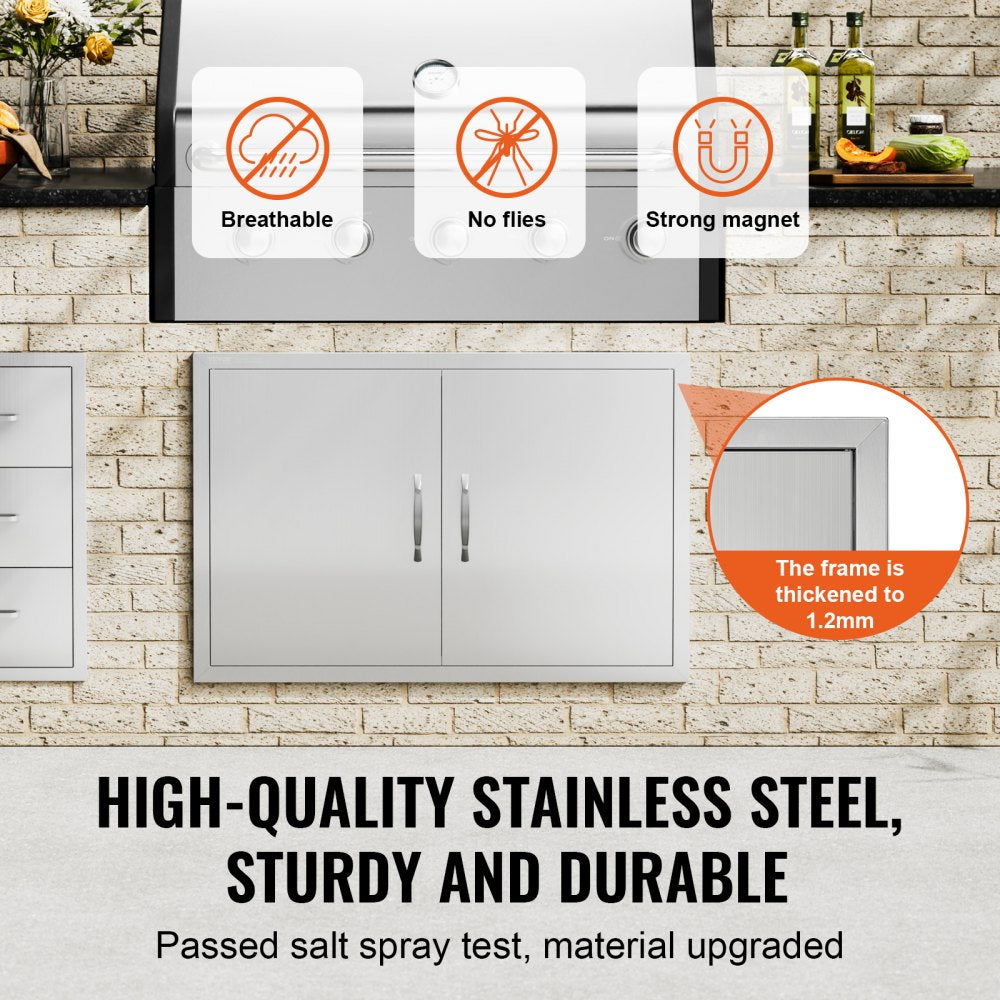 BH-017 - Durable 35"W x 24"H Stainless Steel BBQ Access Door for Outdoor Kitchens