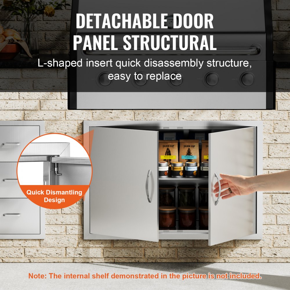 BH-017 - Durable 35"W x 24"H Stainless Steel BBQ Access Door for Outdoor Kitchens