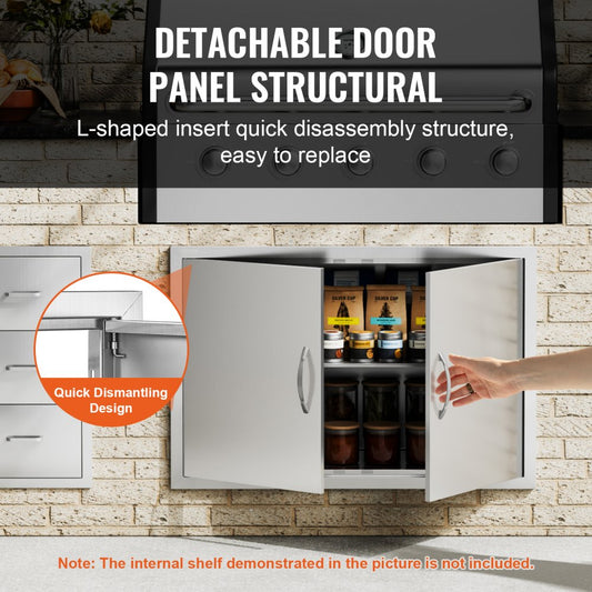 BH-017 - Durable 35"W x 24"H Stainless Steel BBQ Access Door for Outdoor Kitchens