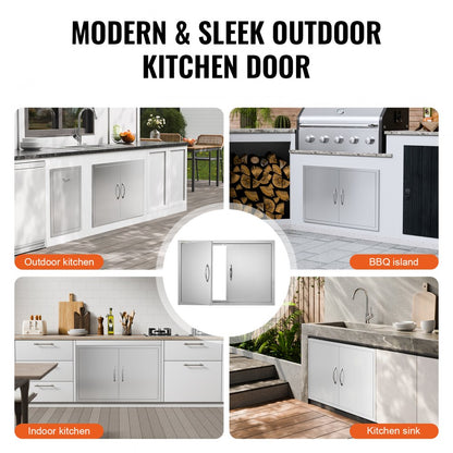 BH-017 - Durable 35"W x 24"H Stainless Steel BBQ Access Door for Outdoor Kitchens