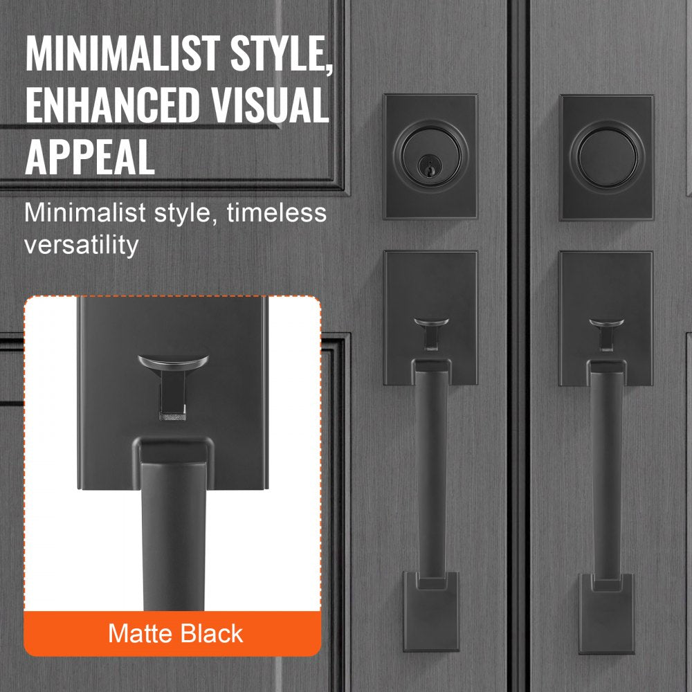 DT1103 - Matte Black Double Door Handle Set with Adjustable Spacing