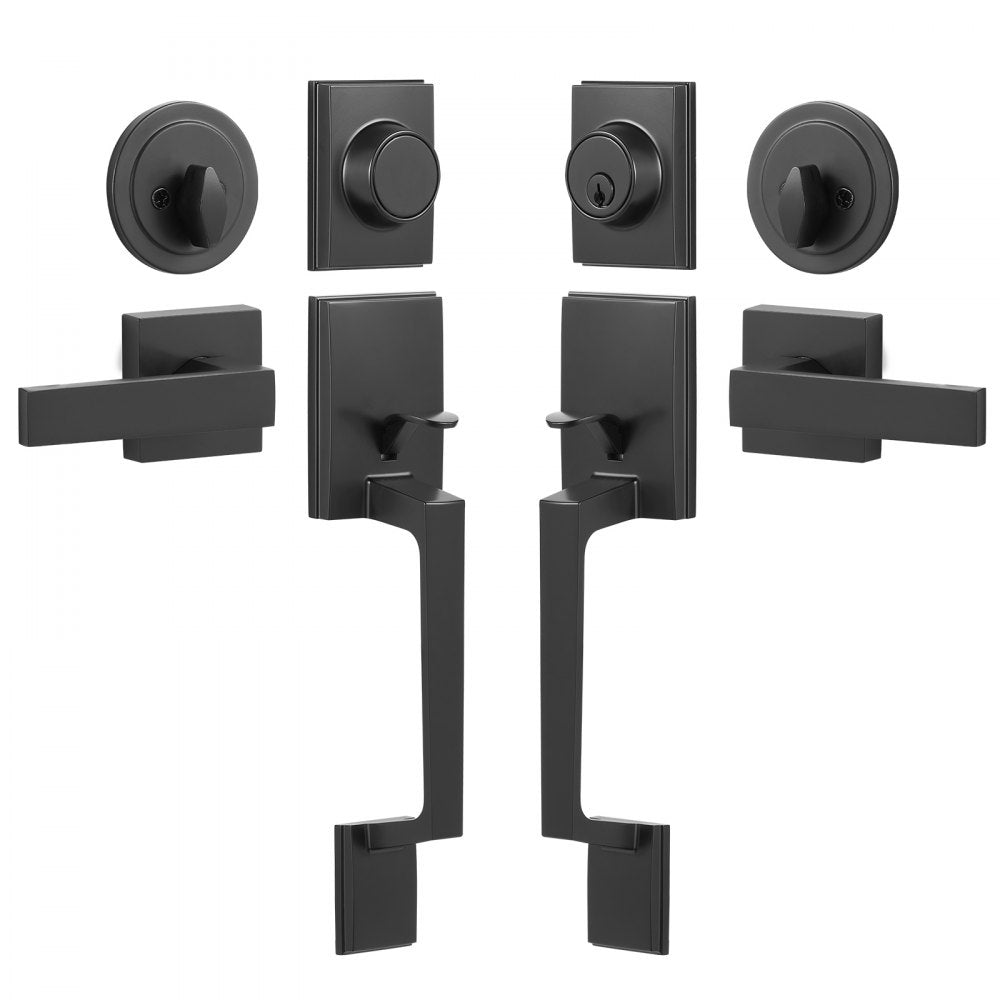 DT1103 - Matte Black Double Door Handle Set with Adjustable Spacing