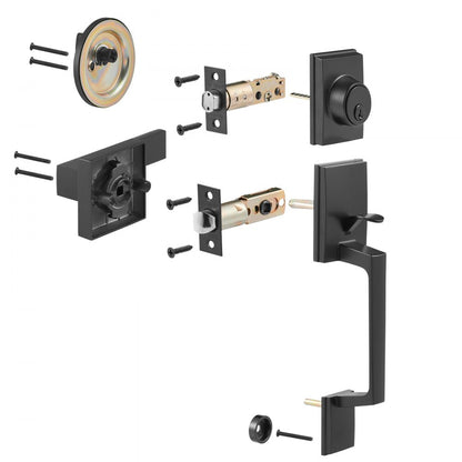 DT1103 - Matte Black Double Door Handle Set with Adjustable Spacing