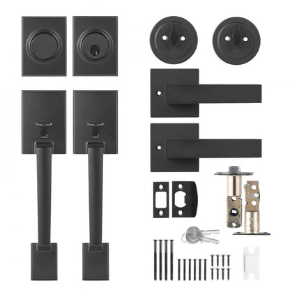 DT1103 - Matte Black Double Door Handle Set with Adjustable Spacing
