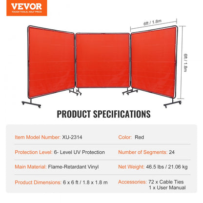 XU-2314 - 6' x 6' Flame-Resistant Welding Screen with UV Protection