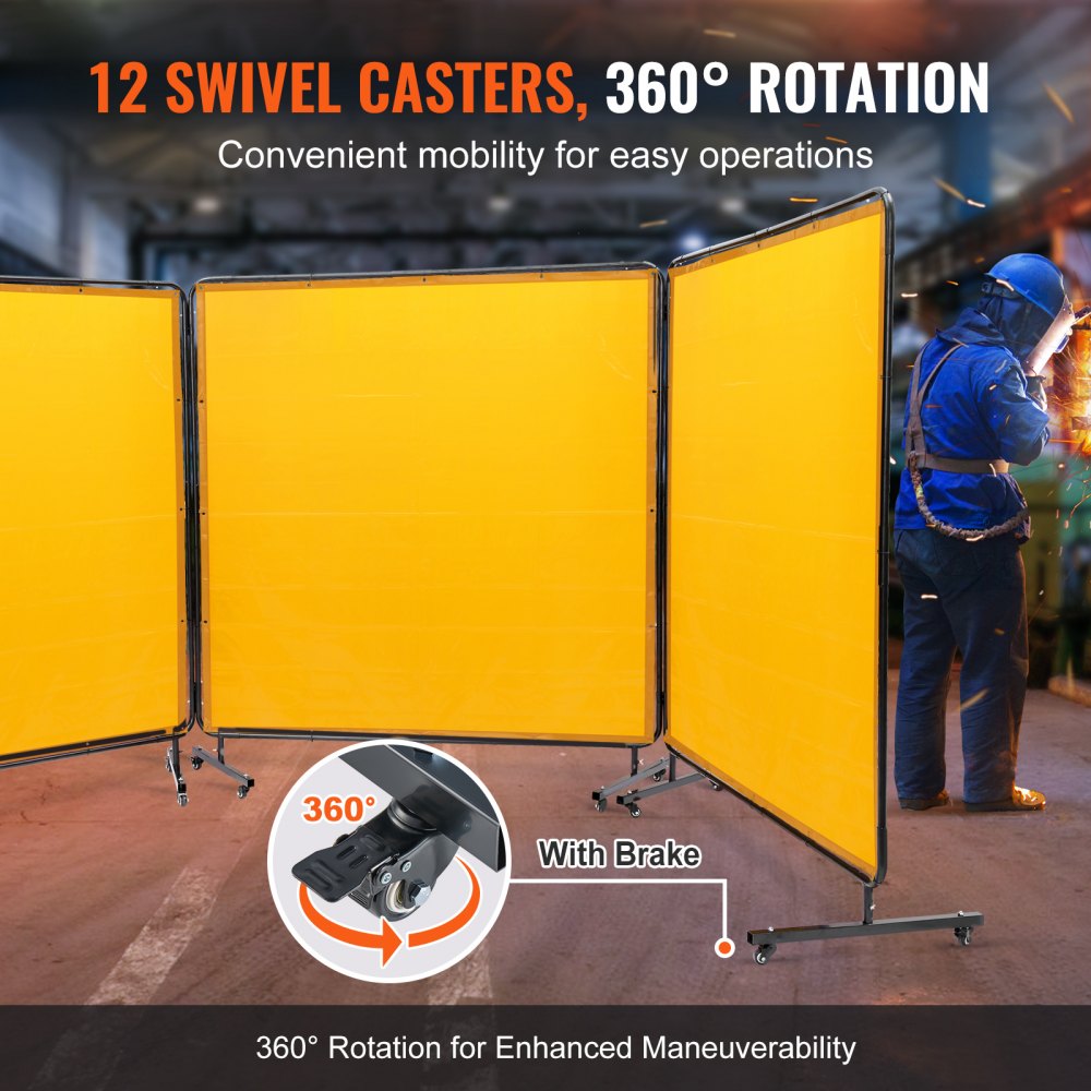 XU-2315 - VEVOR 3-Panel Welding Screen, 6' x 6' Safety Barrier