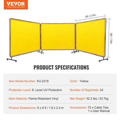 XU-2318 - 3-Panel 6' x 8' VEVOR Welding Safety Screen