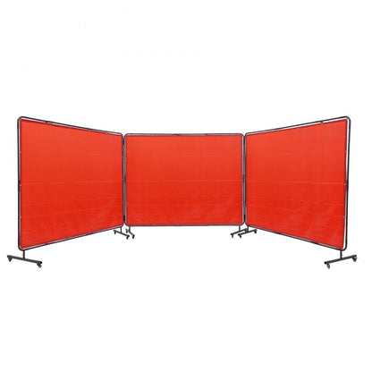 XU-2317 - 6' x 8' VEVOR 3-Panel Welding Screen with Flame-Resistant Vinyl