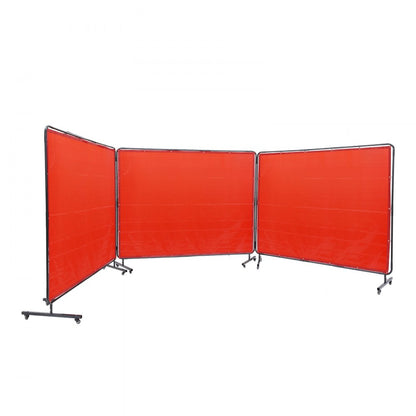 XU-2317 - 6' x 8' VEVOR 3-Panel Welding Screen with Flame-Resistant Vinyl