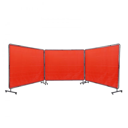 XU-2317 - 6' x 8' VEVOR 3-Panel Welding Screen with Flame-Resistant Vinyl