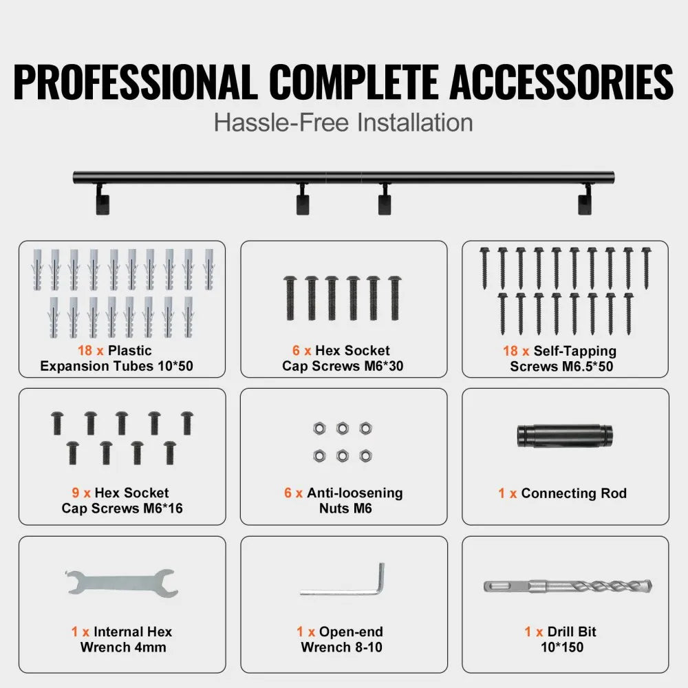 H8170-12 - 12ft VEVOR Non-Slip Handrail for Safe Indoor Stairs