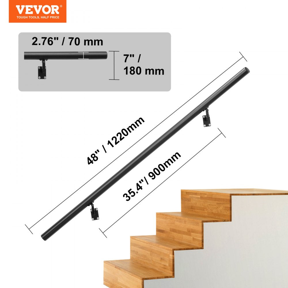H8170-4 - Durable 440 lbs Aluminum Stair Handrail with Ergonomic Grip