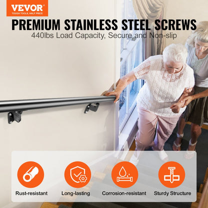 H8170-5 - Durable VEVOR Handrail Supports 440 lbs, Easy Install Stair Railing