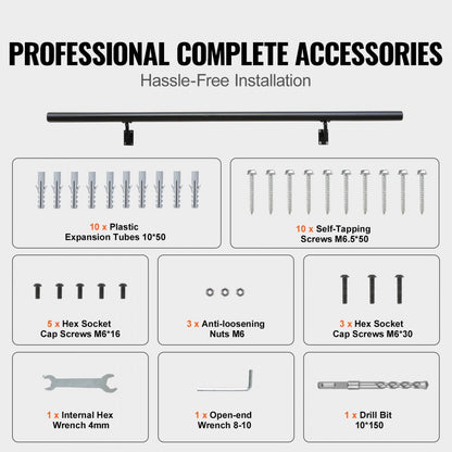 H8170-5 - Durable VEVOR Handrail Supports 440 lbs, Easy Install Stair Railing