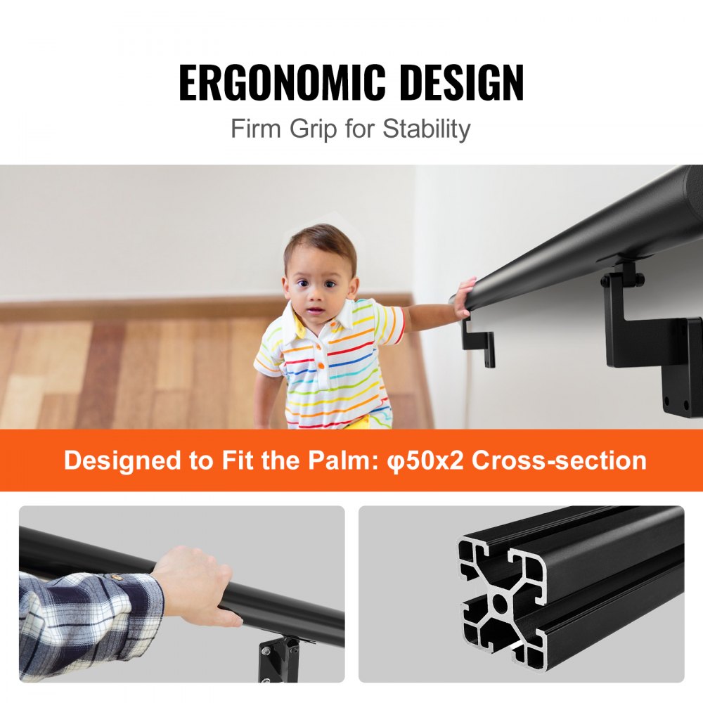 H8170-5 - Durable VEVOR Handrail Supports 440 lbs, Easy Install Stair Railing