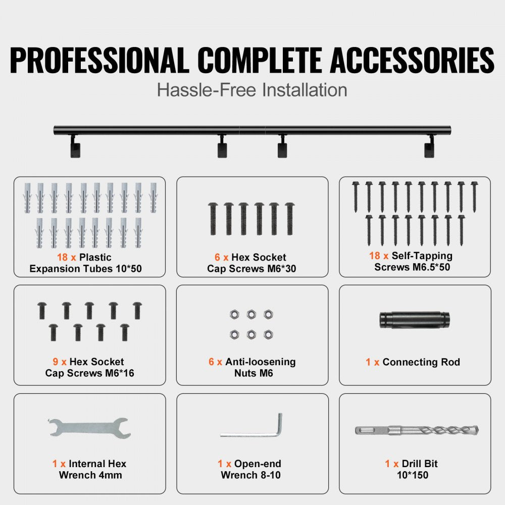 H8170-7 - Durable Aluminum Alloy Handrail, 440 lbs Capacity, Easy Install
