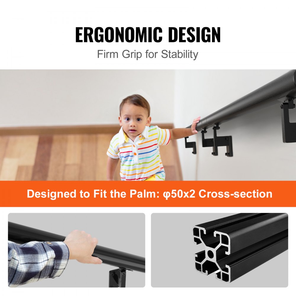 H8170-7 - Durable Aluminum Alloy Handrail, 440 lbs Capacity, Easy Install
