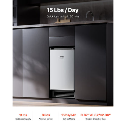 IMC20 - Built-in 15 lbs/Day Ice Maker with Reversible Stainless Steel Door