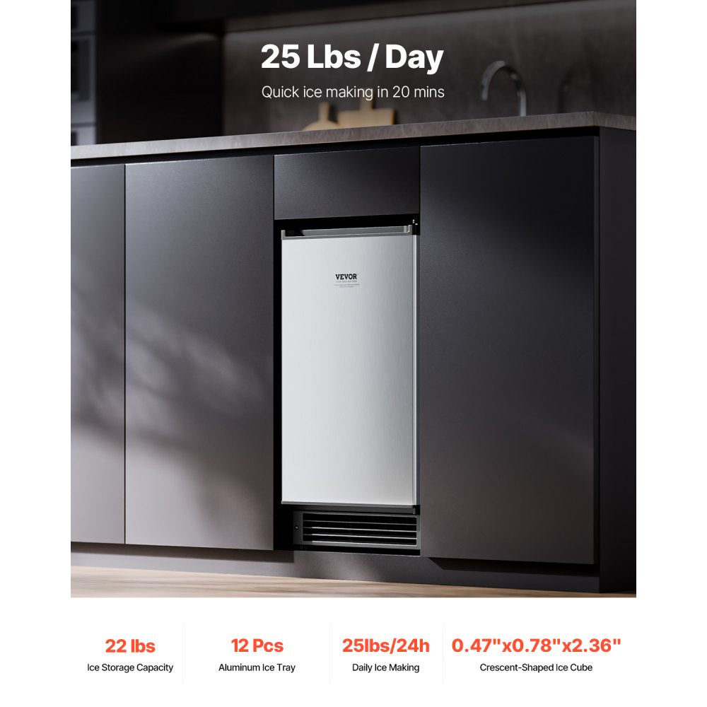 IMC25 - Built-in Ice Maker Produces 25 lbs of Crescent Ice Daily