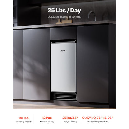 IMC25 - Built-in Ice Maker Produces 25 lbs of Crescent Ice Daily