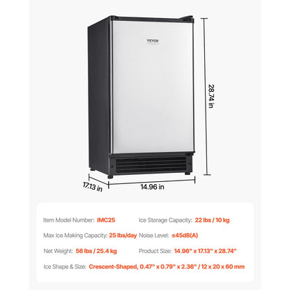 IMC25 - Built-in Ice Maker Produces 25 lbs of Crescent Ice Daily