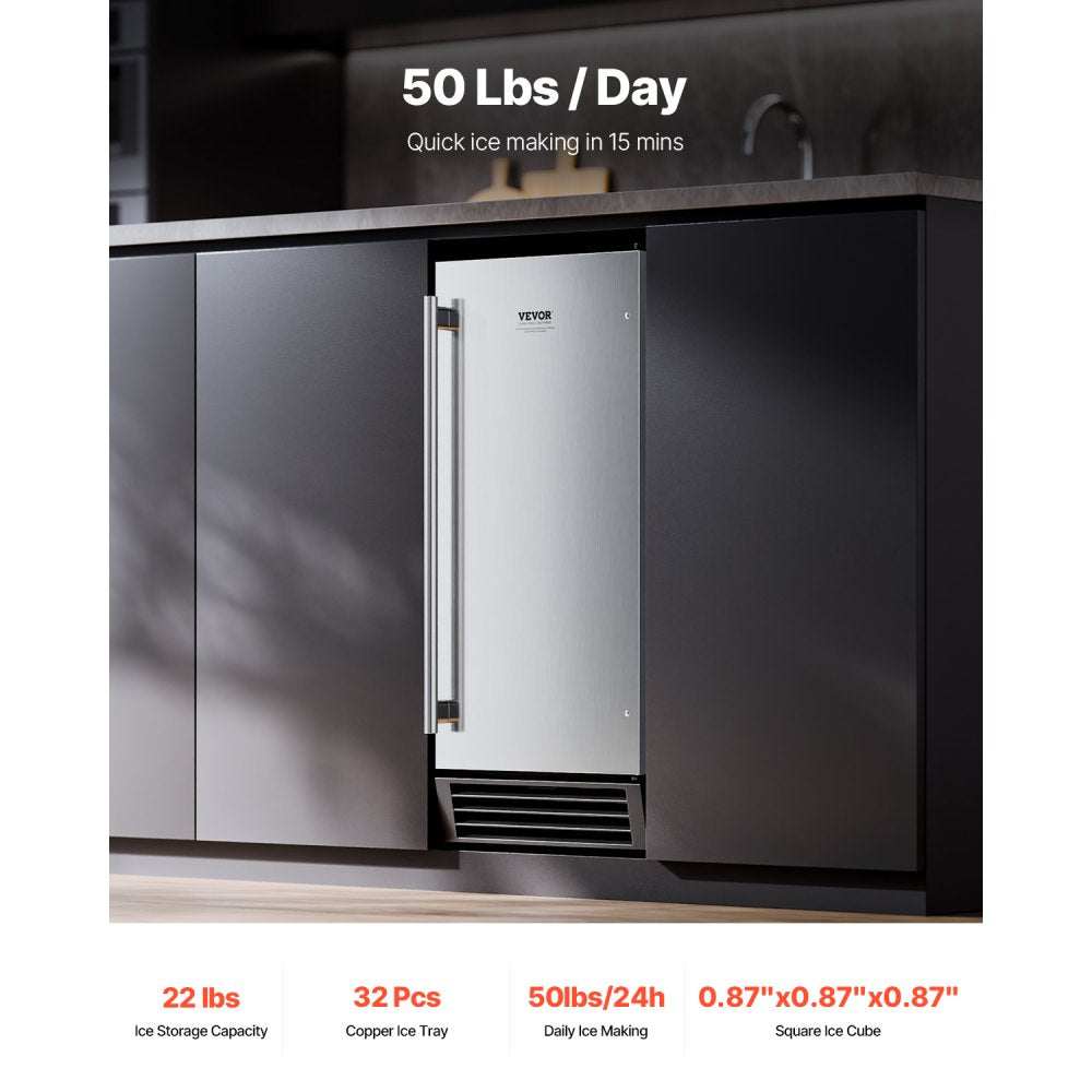 IMD50BI - 50 lbs Built-In Ice Maker with Reversible Door & Drain Pump