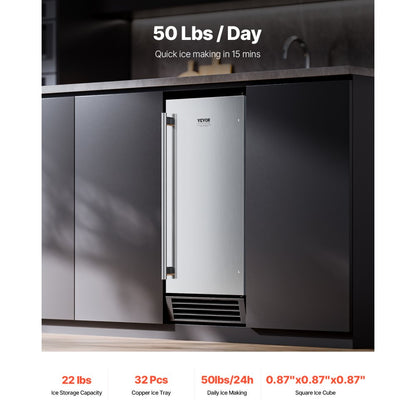 IMD50BI - 50 lbs Built-In Ice Maker with Reversible Door & Drain Pump