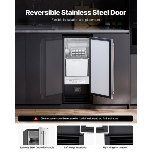 IMD50BI - 50 lbs Built-In Ice Maker with Reversible Door & Drain Pump