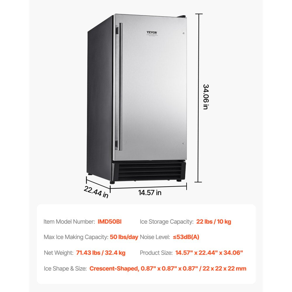 IMD50BI - 50 lbs Built-In Ice Maker with Reversible Door & Drain Pump