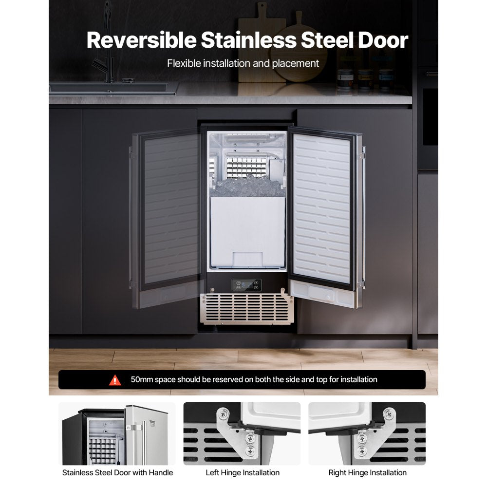 HBZB-36F - Built-in Ice Maker: 80 lbs/Day, 26 lbs Basket, Reversible Door