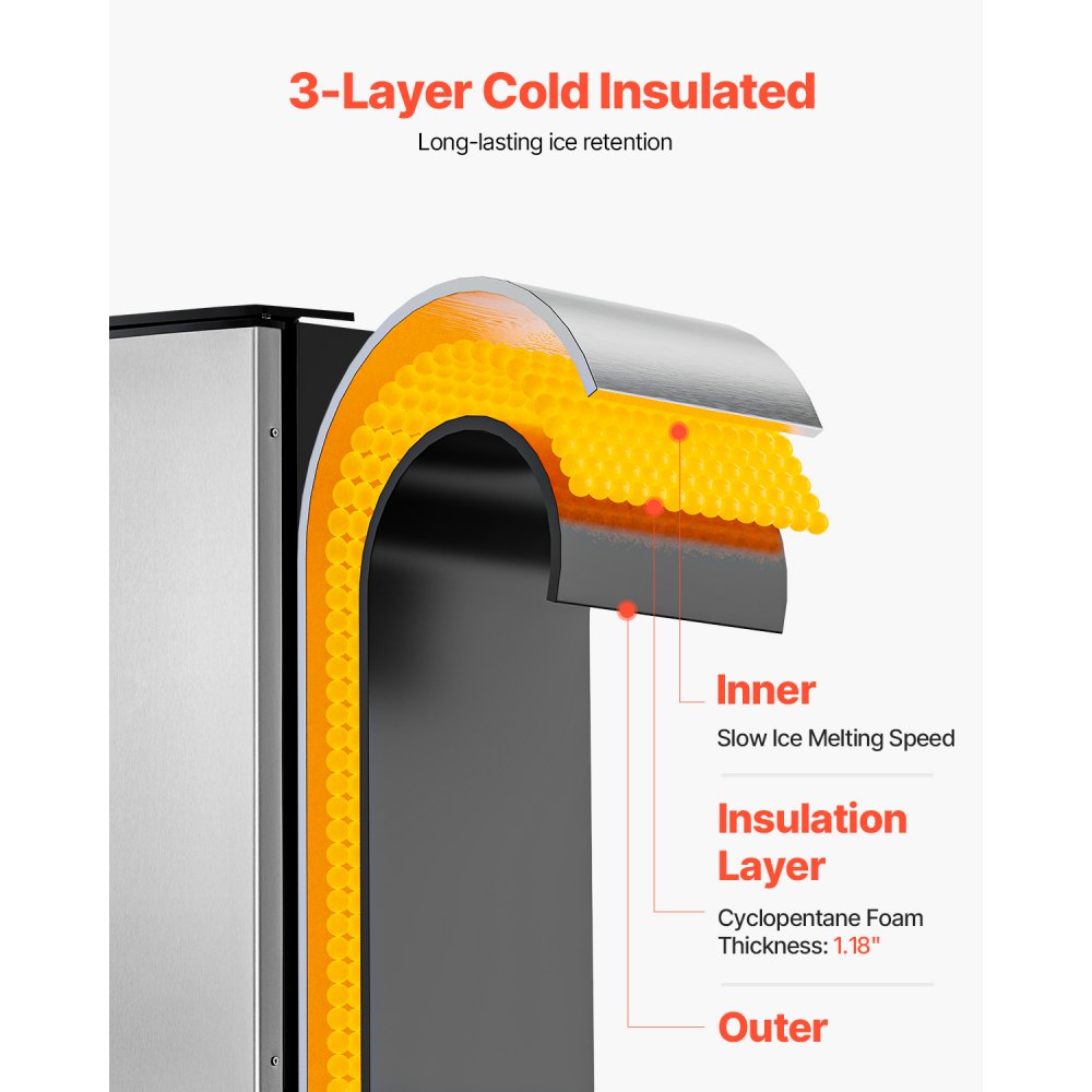 HBZB-36F - Built-in Ice Maker: 80 lbs/Day, 26 lbs Basket, Reversible Door