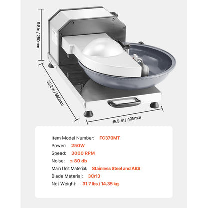 FC370MT - 250W Stainless Steel Food Processor with 3000RPM Blades