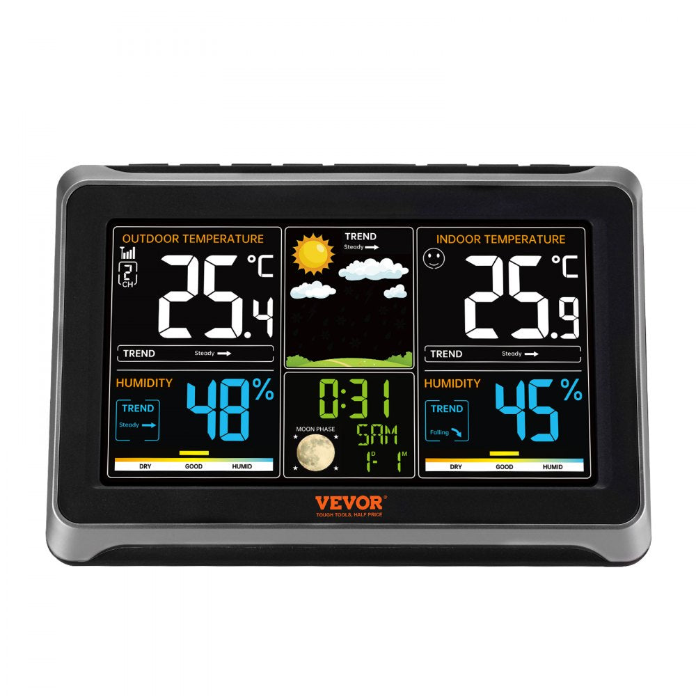 YT6077 - 7.5-Inch VEVOR Indoor/Outdoor Color Weather Station