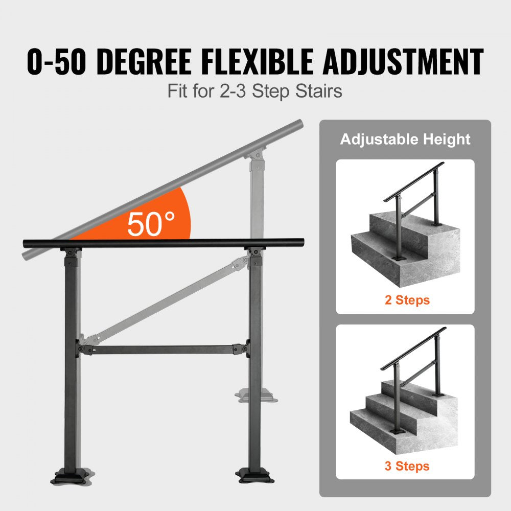 H3602-3 - Adjustable 3ft Carbon Steel Stair Handrail for Outdoor Safety