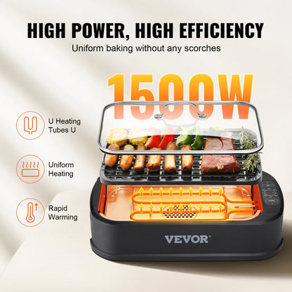 010742424284 - Smokeless 1500W Indoor Grill with 110 sq.in Non-Stick Surface