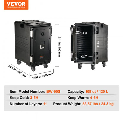 BW-90S - 114 QT VEVOR Hot & Cold Food Carrier with Wheels