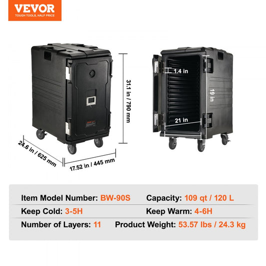 BW-90S - 114 QT VEVOR Hot & Cold Food Carrier with Wheels