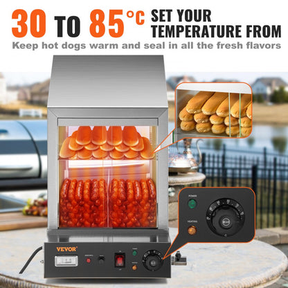 BW-1P-E - 1200W 2-Tier Hot Dog Steamer with Temperature Control
