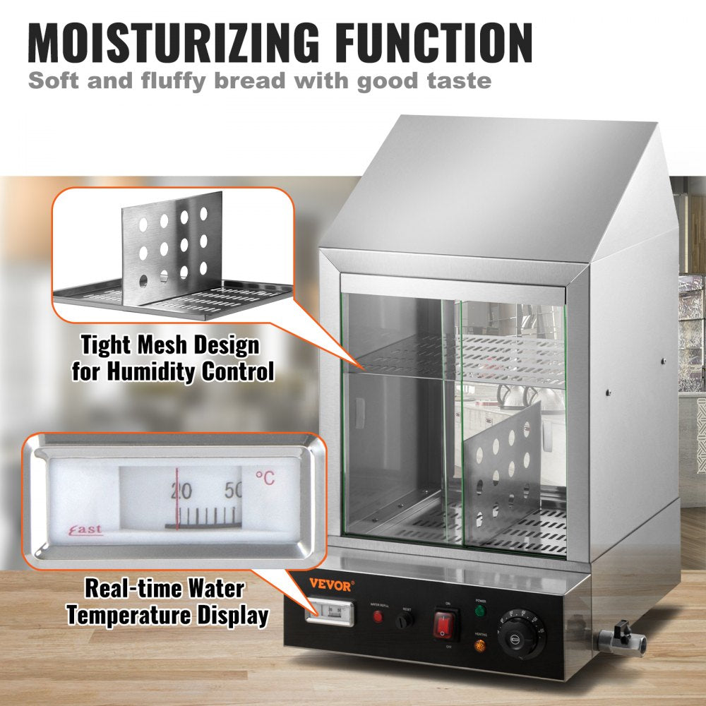 BW-1P-E - 1200W 2-Tier Hot Dog Steamer with Temperature Control