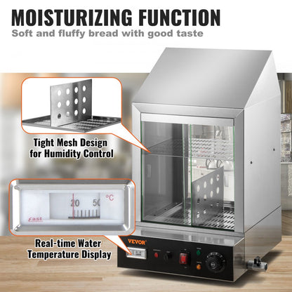 BW-1P-E - 1200W 2-Tier Hot Dog Steamer with Temperature Control