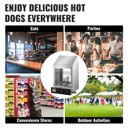 BW-1P-E - 1200W 2-Tier Hot Dog Steamer with Temperature Control